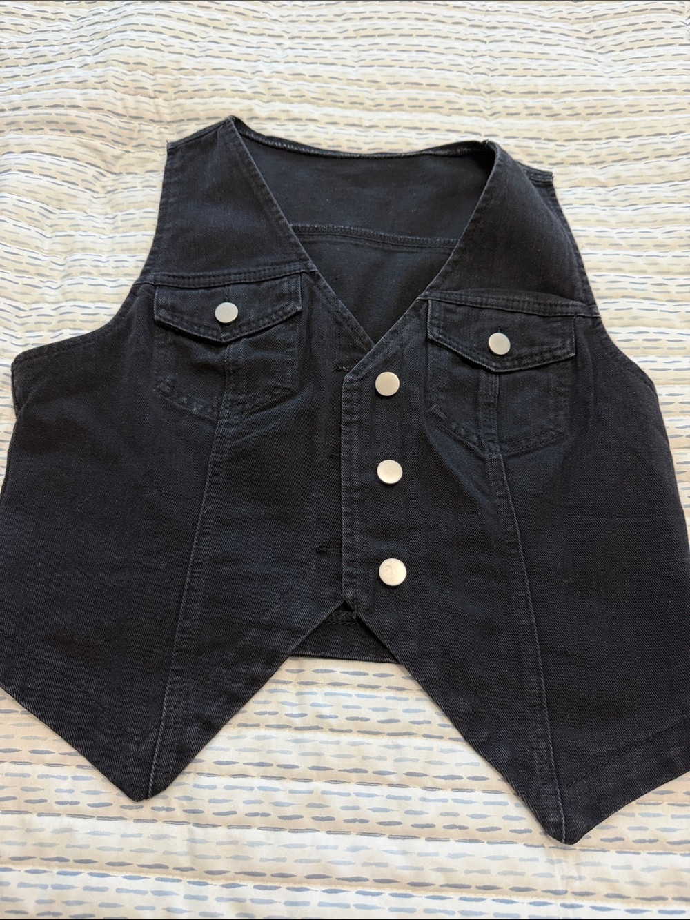 Black Denim Button Front Vest - Never worn
